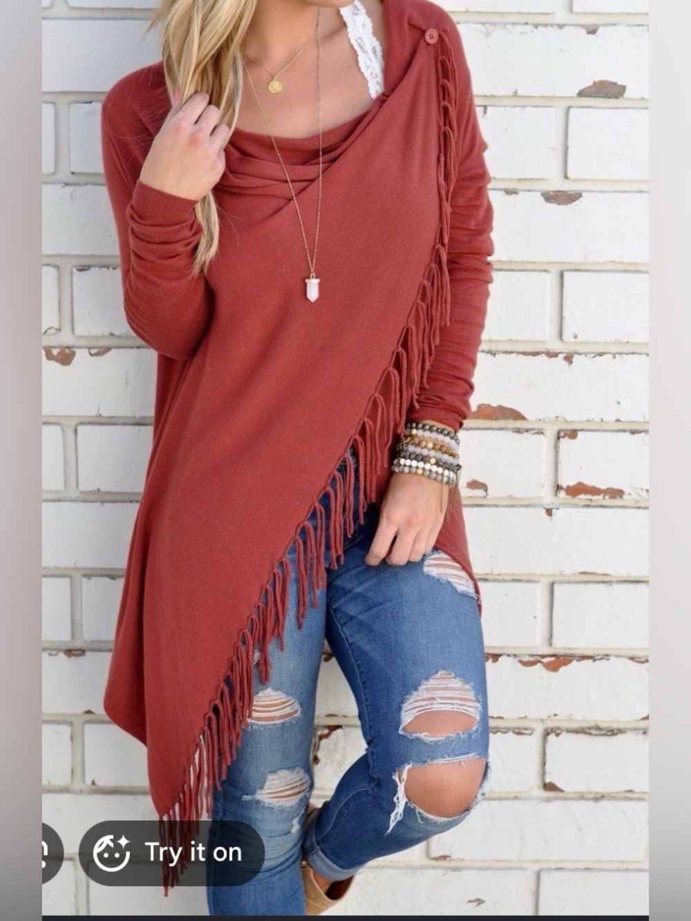 Tea N Rose Fringe Sweater